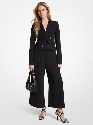 Michael Kors Cropped Crepe Blazer Damen Schwarz | 736842-MLF