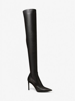 Michael Kors Elle Lederstiefel Damen Schwarz | 427309-AJS