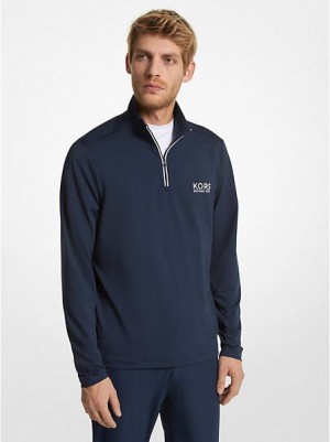 Michael Kors Golf Performance Quarter Zip Hoodie Herren Navy | 846207-TCU