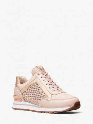 Michael Kors Maddy Mixed-media Sneakers Damen Rosa | 531942-VQJ