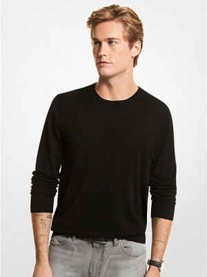 Michael Kors Merino Wolle Pullover Herren Schwarz | 963408-GLX