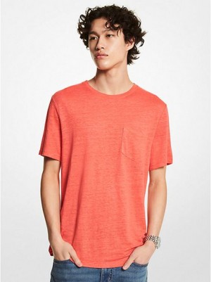 Michael Kors Slub Linen Pocket T-shirts Herren Orange | 347698-SXY