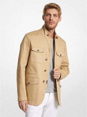 Michael Kors Stretch Baumwoll Field Jacken Herren Khaki | 869524-VWM