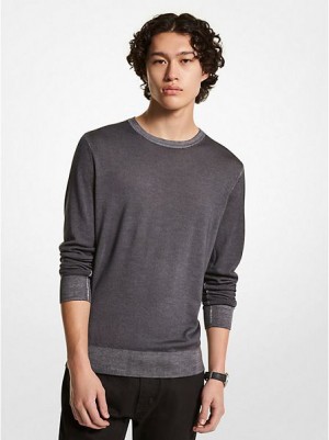 Michael Kors Washed Merino Wolle Pullover Herren Grau | 728615-KNH