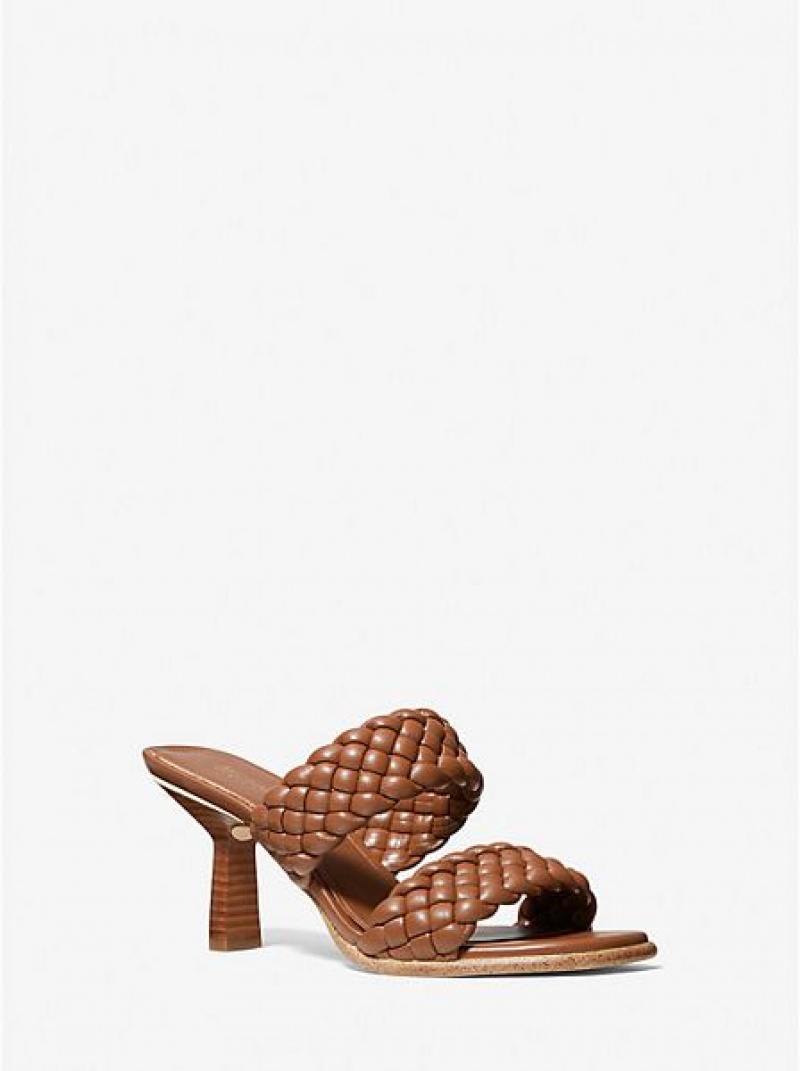 Michael Kors Amelia Braided Mules Damen Braun | 124359-ENA