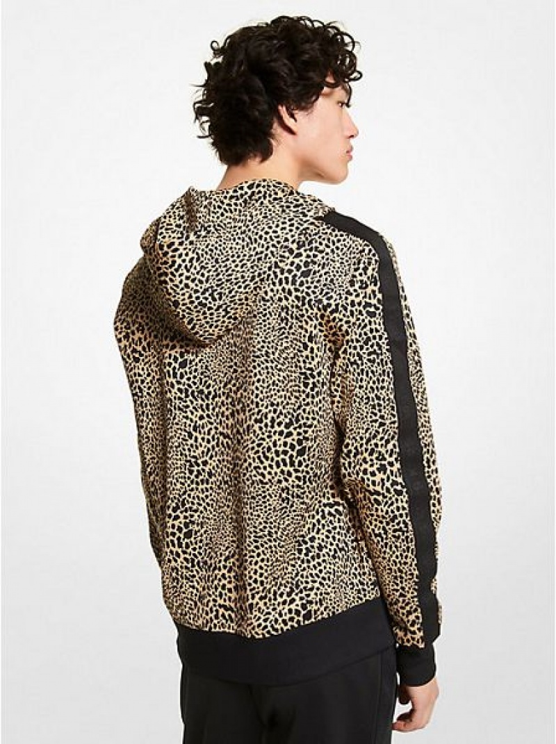 Michael Kors Animal Print Scuba Zip-up Hoodie Herren Khaki | 091428-MEZ