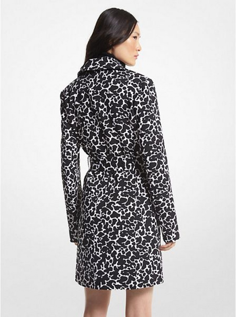 Michael Kors Animal Print Stretch Crepe Trench Mäntel Damen Weiß | 512340-MZO