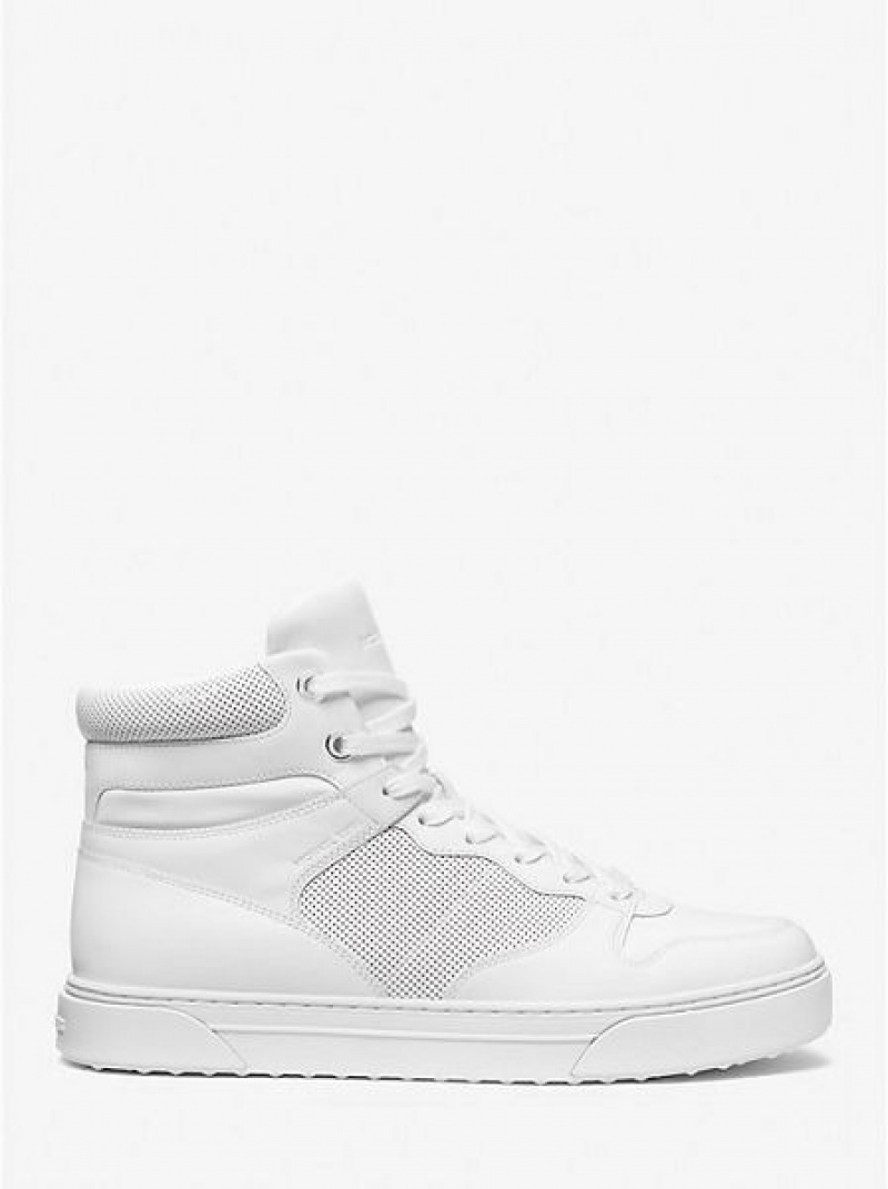 Michael Kors Barett Leder High Top Sneakers Herren Weiß | 136278-URE