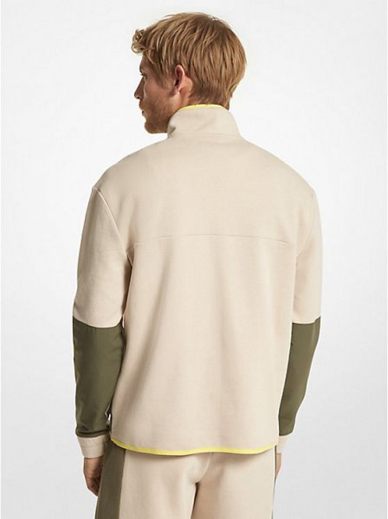 Michael Kors Baumwoll Blend Half-zip Sweatshirts Herren Hellbraun | 470219-BDO