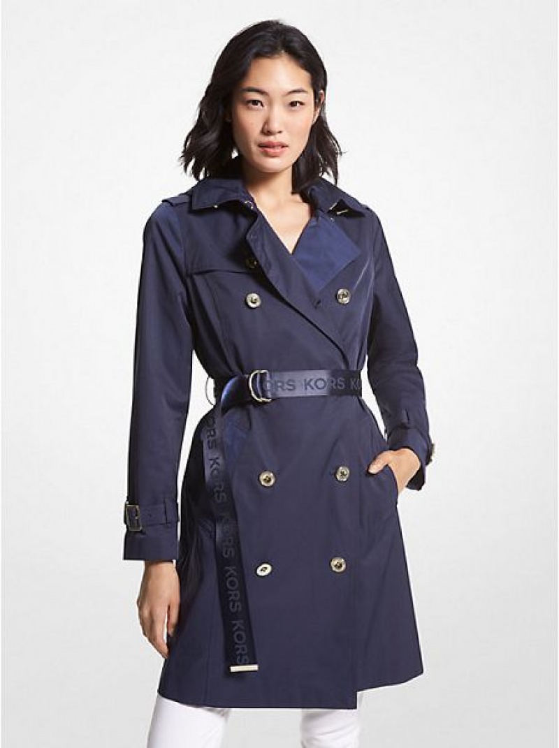 Michael Kors Baumwoll Blend Trench Mäntel Damen Blau | 543217-BYJ