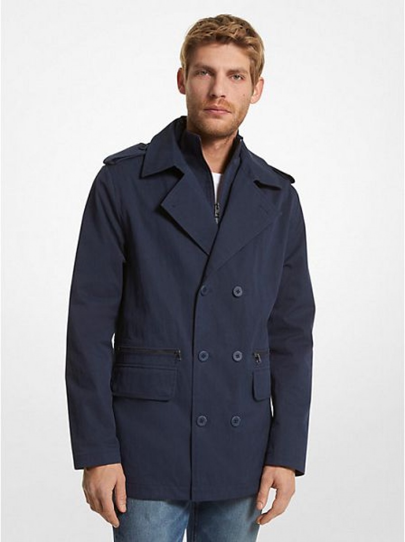 Michael Kors Baumwoll Blend Twill Peacoat Jacken Herren Navy | 489105-CWZ