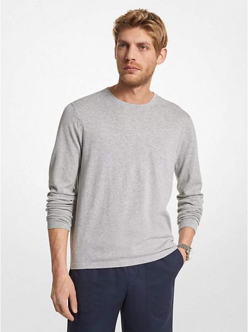 Michael Kors Baumwoll Jersey Crewneck Pullover Herren Grau | 930681-SIB