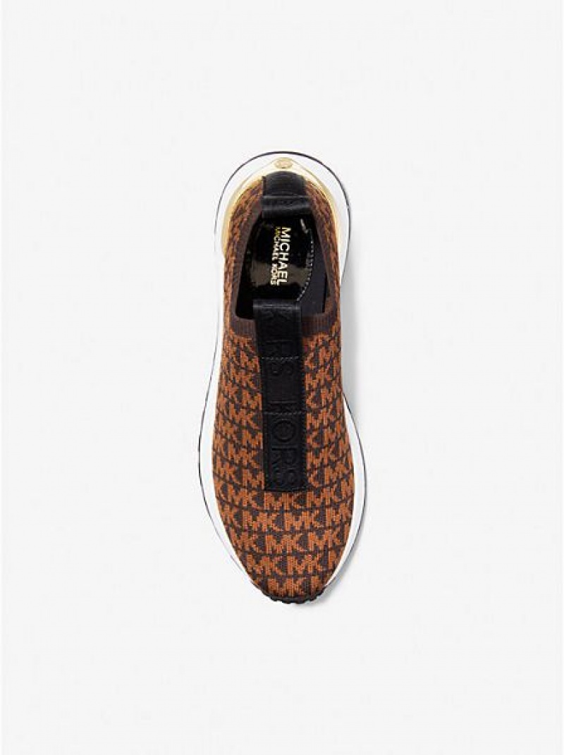 Michael Kors Bodie Logo Jacquard Slip On Sneakers Damen Braun | 378049-CHM