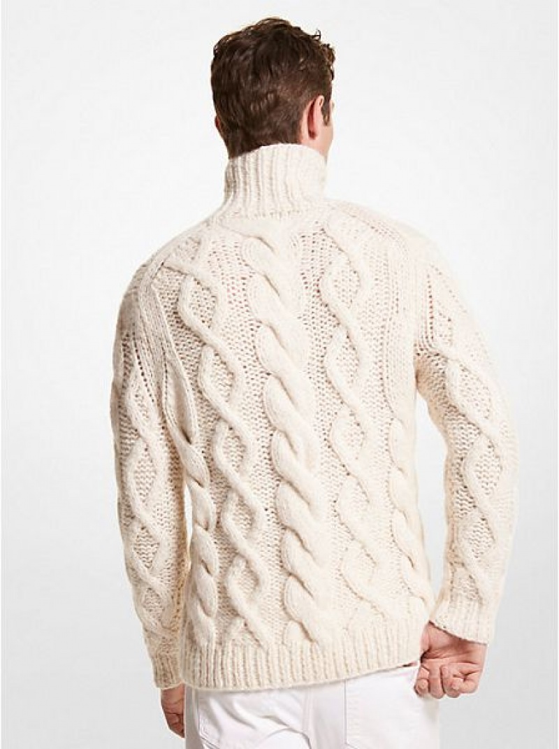 Michael Kors Cable Alpaca Blend Turtleneck Pullover Herren Beige | 286751-FMT