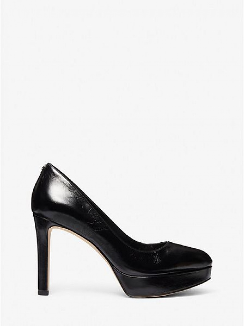 Michael Kors Chantal Crinkled Lack Leder Plattform Pumps Damen Schwarz | 348290-MEI