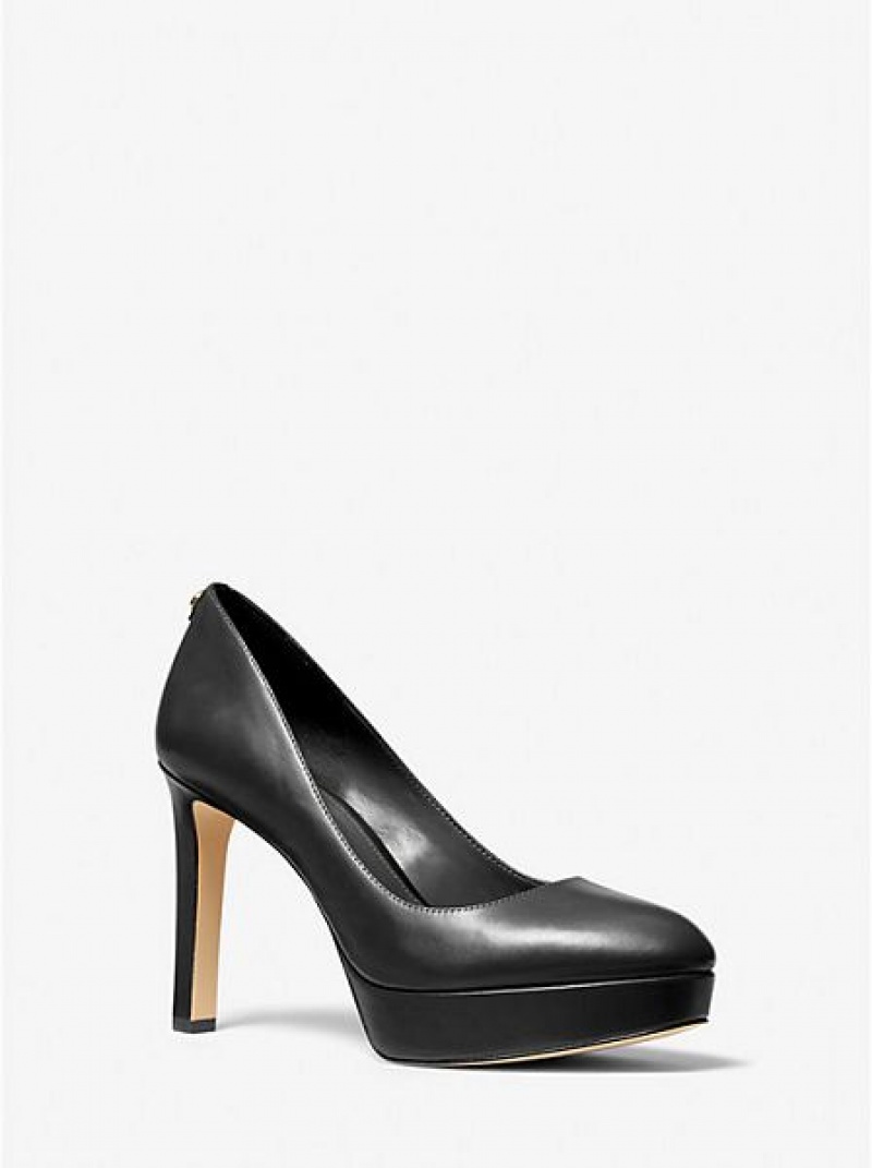 Michael Kors Chantal Leder Plattform Pumps Damen Schwarz | 295470-KFJ