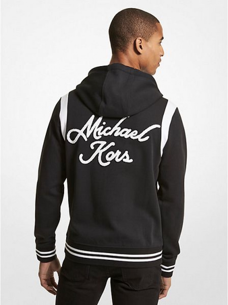 Michael Kors Embroidered Jersey Zip-up Hoodie Herren Schwarz | 168295-HTX