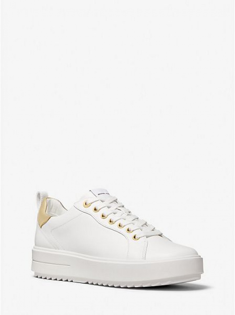 Michael Kors Emmett Leder Sneakers Damen Weiß | 519234-ZOQ