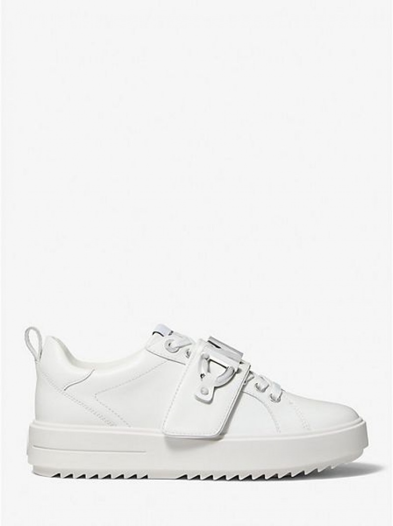 Michael Kors Emmett Logo Embellished Leder Sneakers Damen Weiß | 812073-JAG