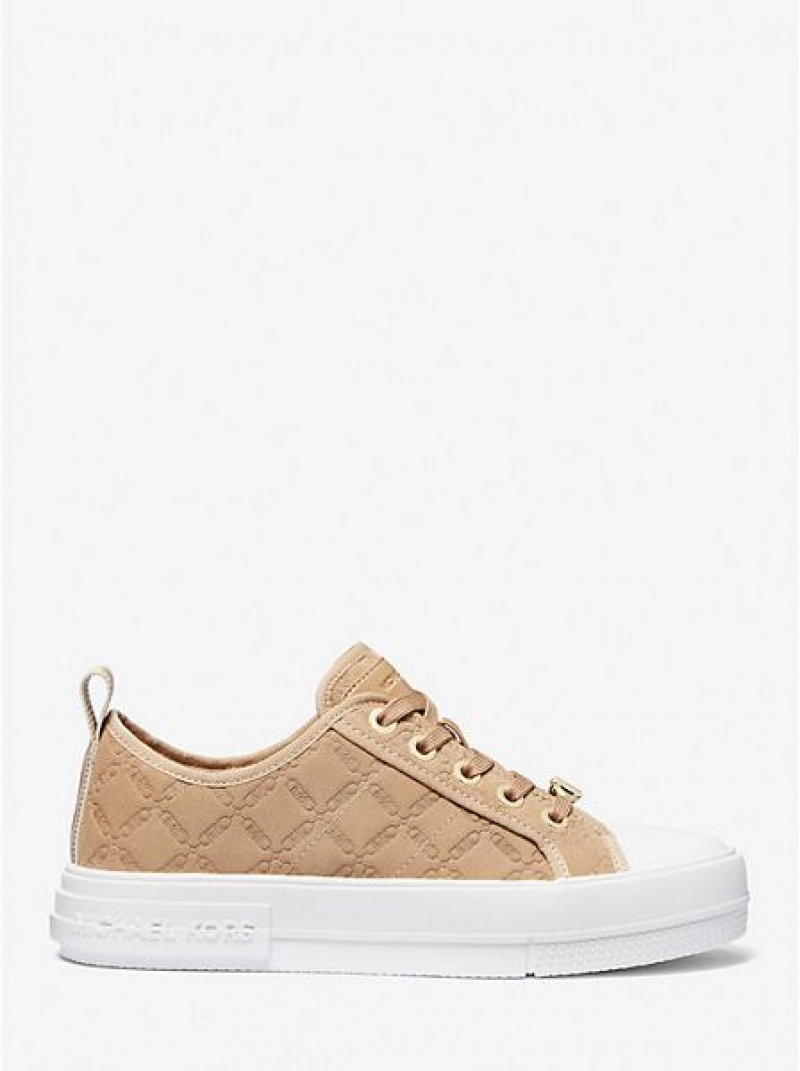 Michael Kors Evy Empire Logo Embossed Wildleder Sneakers Damen Braun | 052694-GVM