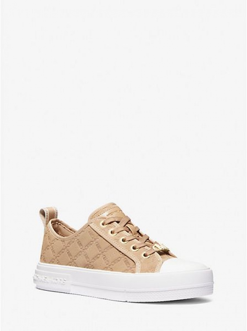 Michael Kors Evy Empire Logo Embossed Wildleder Sneakers Damen Braun | 052694-GVM