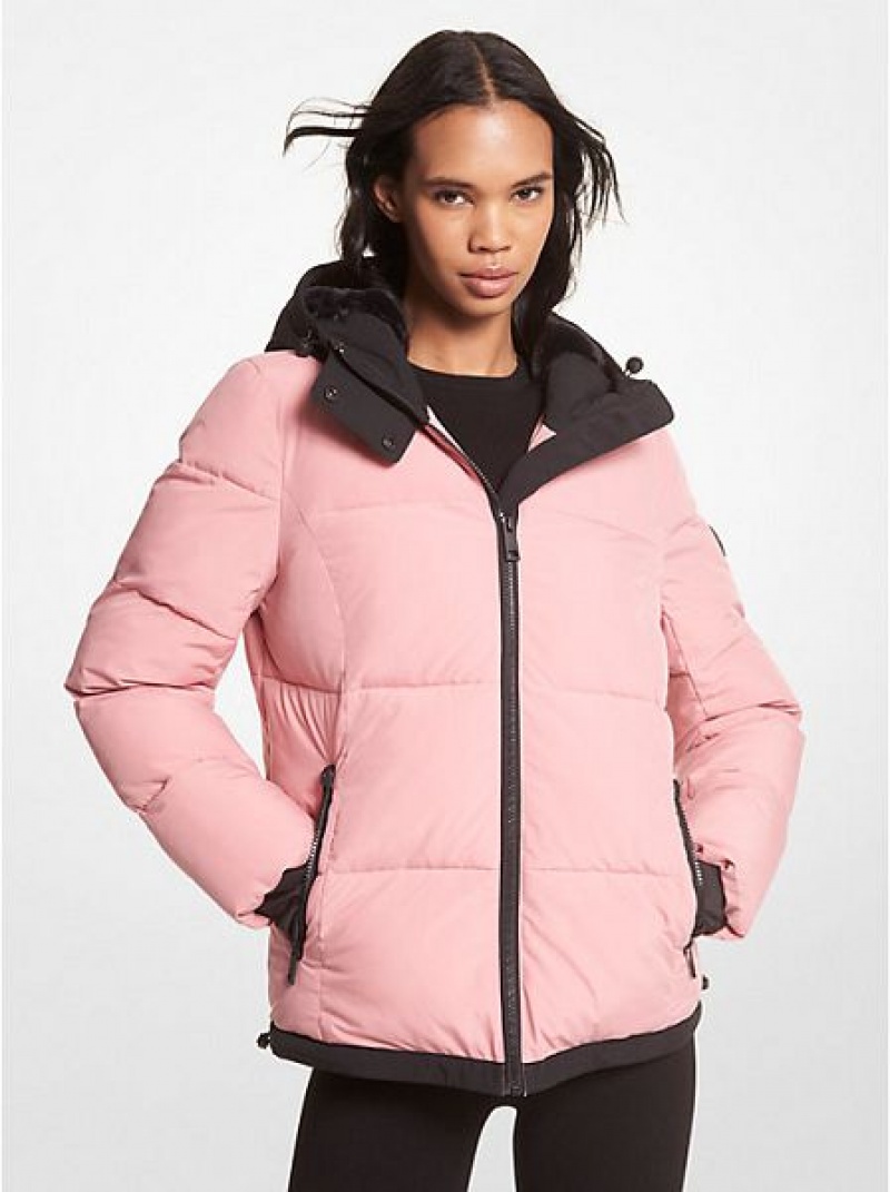 Michael Kors Faux Fur-trim Gesteppt Puffer Jacken Damen Königsblau Rosa | 648059-IMW