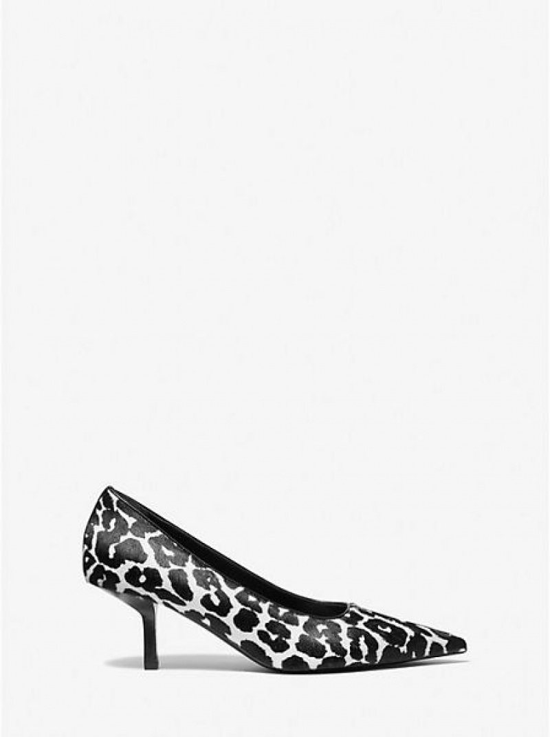 Michael Kors Frankie Leopard Print Calf Hair Pumps Damen Schwarz Weiß | 698072-NYX