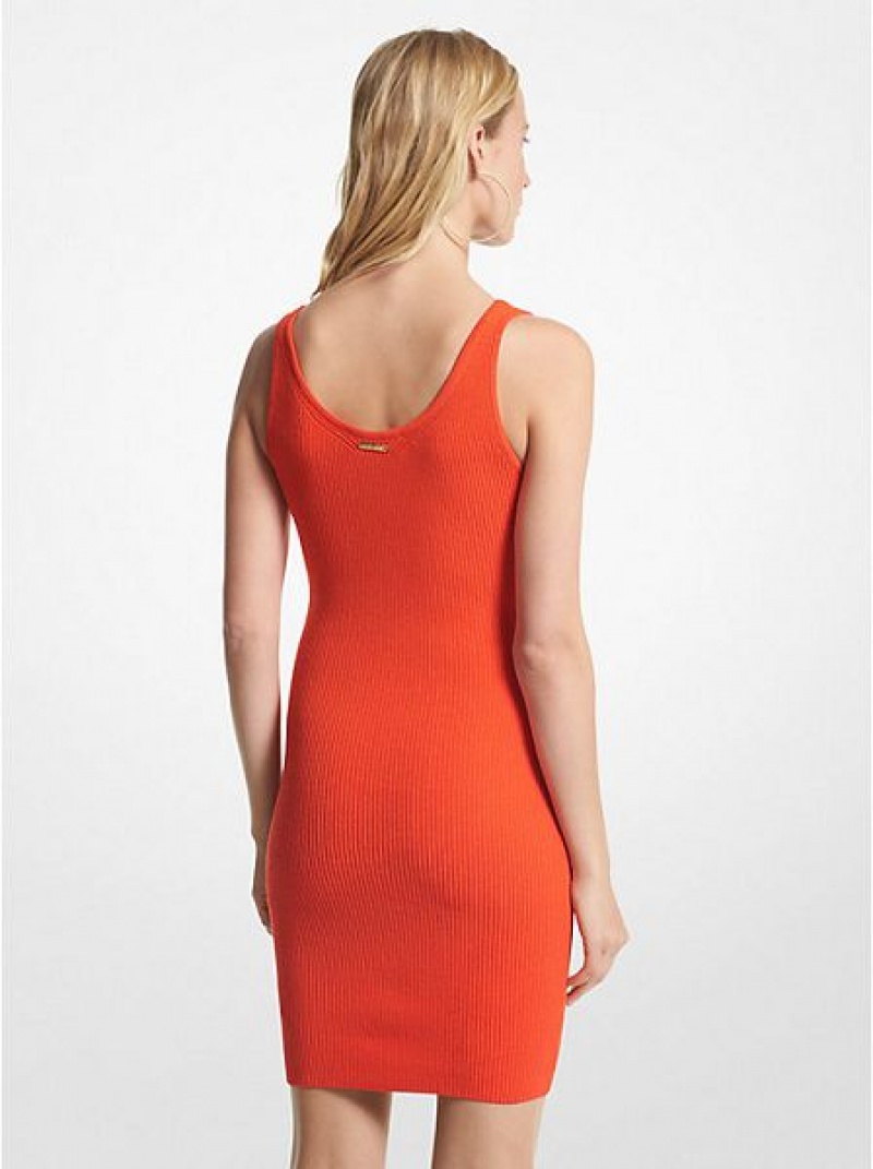 Michael Kors Gerippt Stretch Viscose Tank Kleider Damen Orange | 840527-EBJ