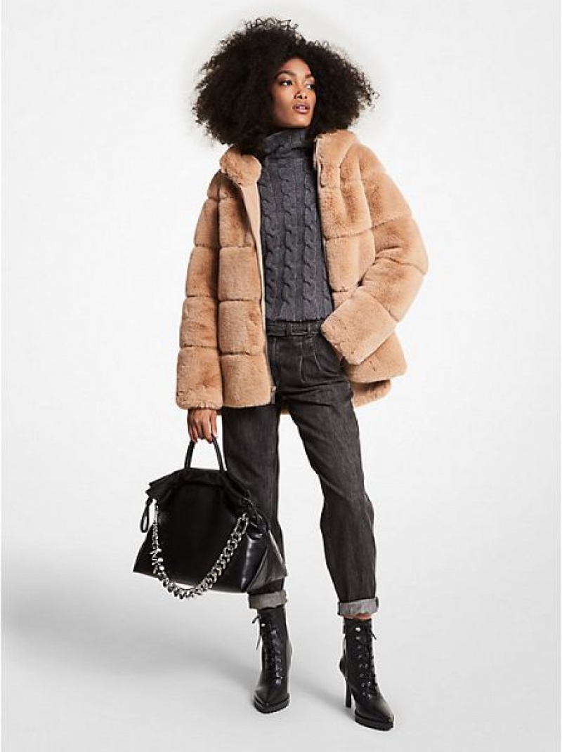 Michael Kors Gesteppt Faux Fur Mit Kapuze Mäntel Damen Braun | 165209-IUV