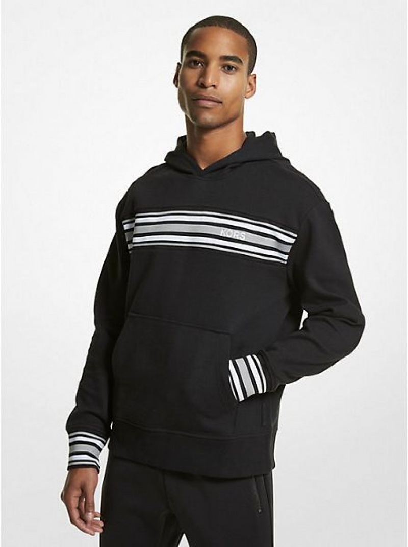 Michael Kors Gestreift Baumwoll Blend Hoodie Herren Schwarz | 972436-KLO