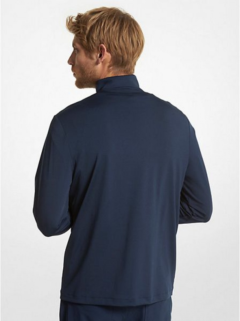 Michael Kors Golf Performance Quarter Zip Hoodie Herren Navy | 846207-TCU