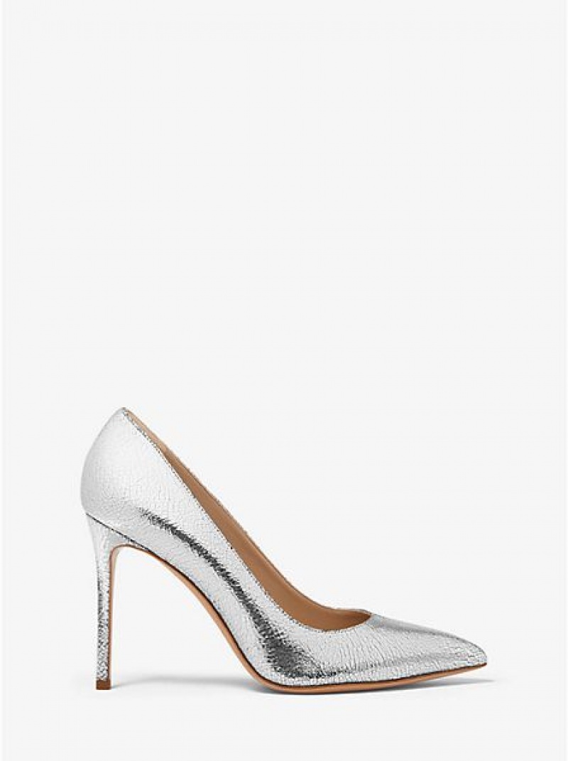 Michael Kors Gretel Crackled Leder Pumps Damen Silber | 746932-NIH