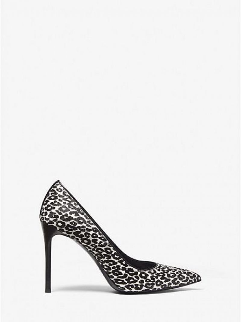 Michael Kors Gretel Leopard Print Calf Hair Pumps Damen Schwarz Weiß | 851763-GTY