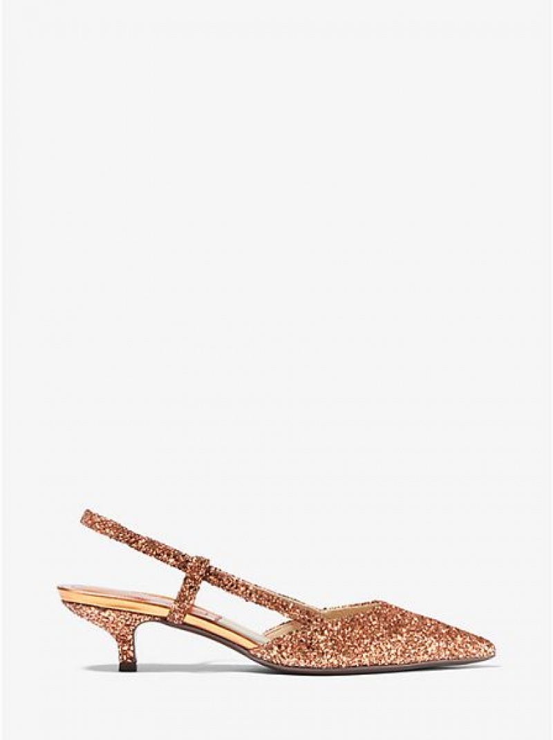 Michael Kors Hallie Glitter Pumps Damen Kupfer | 312768-TGP