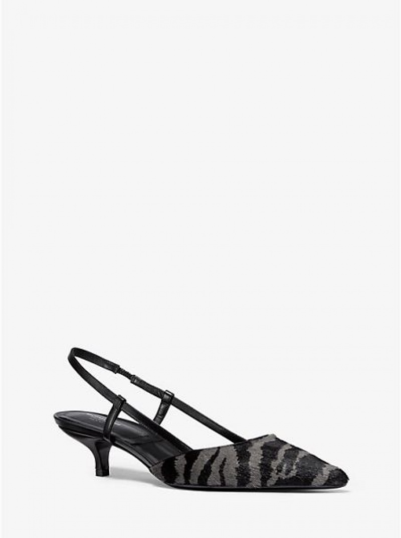 Michael Kors Hallie Tiger Calf Hair Pumps Damen Grau | 930156-VEK