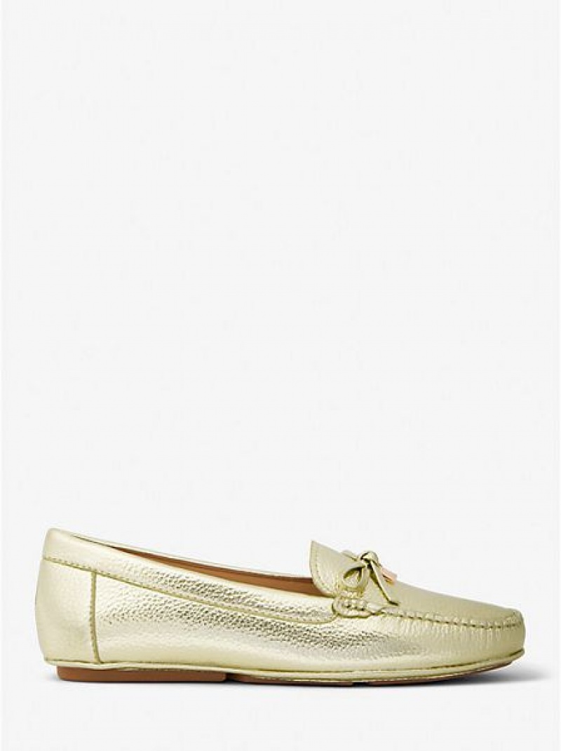 Michael Kors Juliette Metallic Leder Halbschuhe Damen Gold | 268135-OPQ