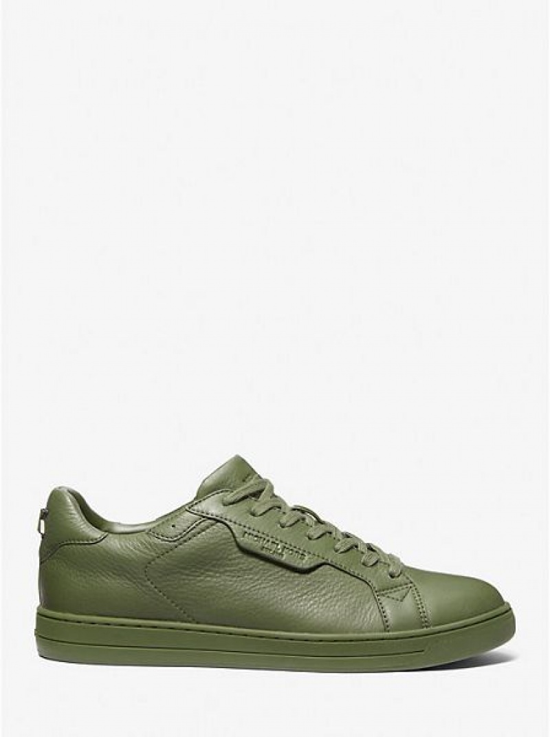 Michael Kors Keating Leder Sneakers Herren Grün | 879604-WNS