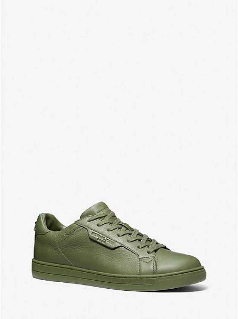 Michael Kors Keating Leder Sneakers Herren Grün | 879604-WNS