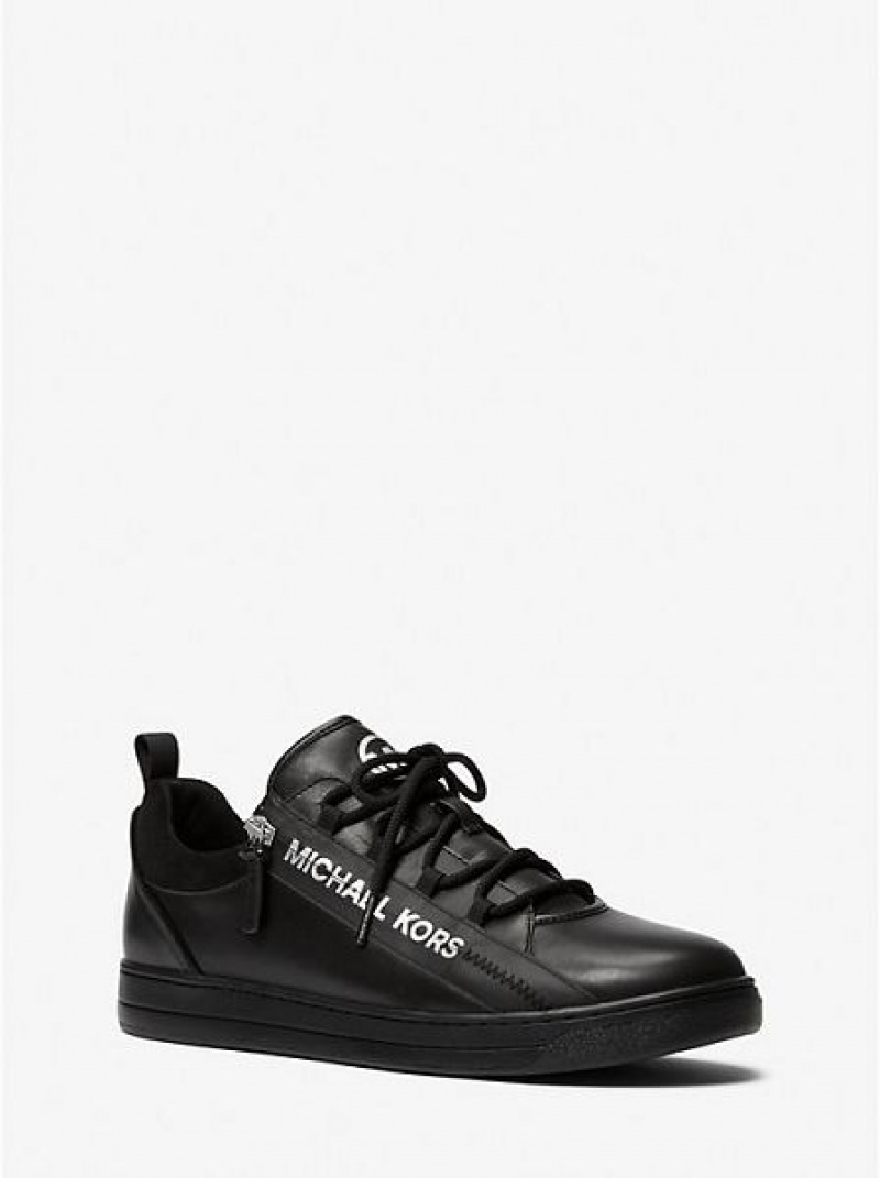 Michael Kors Keating Leder Zip And Spitze-up Sneakers Herren Schwarz | 182906-CQL