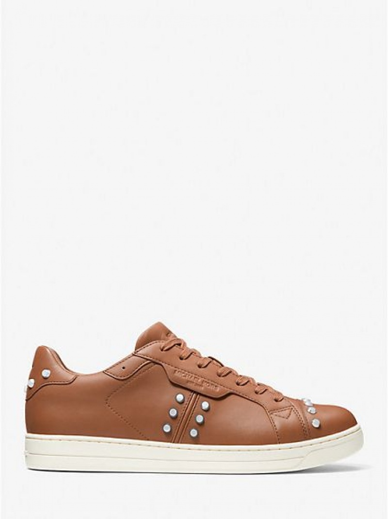 Michael Kors Keating Studded Leder Sneakers Herren Braun Weiß | 597248-AVJ