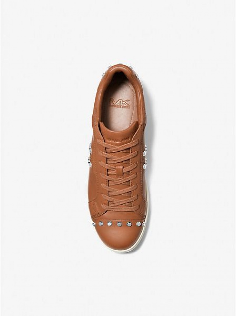 Michael Kors Keating Studded Leder Sneakers Herren Braun Weiß | 597248-AVJ