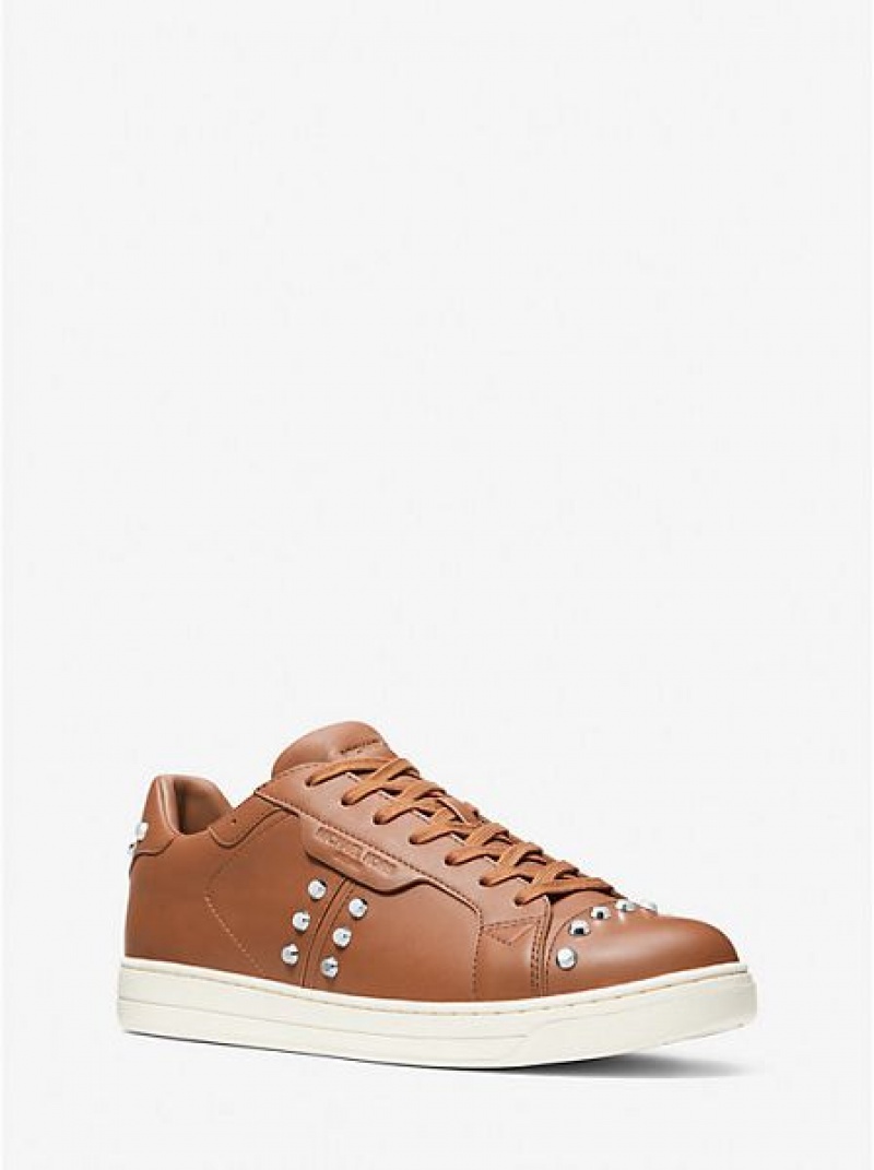 Michael Kors Keating Studded Leder Sneakers Herren Braun Weiß | 597248-AVJ