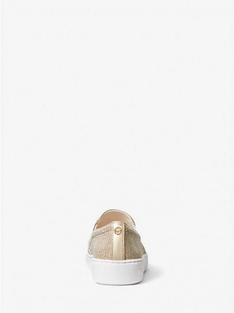 Michael Kors Keaton Glitter Chain Mesh Slip On Sneakers Damen Gold | 830796-QYG