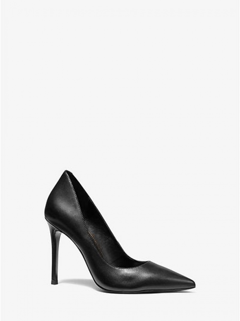 Michael Kors Keke Leder Pumps Damen Schwarz | 149058-CJF