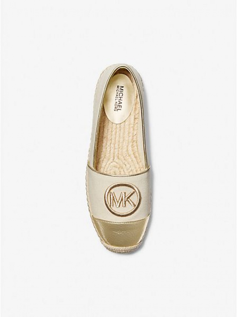 Michael Kors Kendrick Canvas And Metallic Faux Leder Slip-on Espadrilles Damen Gold | 725186-MNI