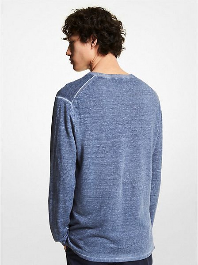 Michael Kors Linen And Baumwoll Blend Pullover Herren Blau | 827965-QRJ