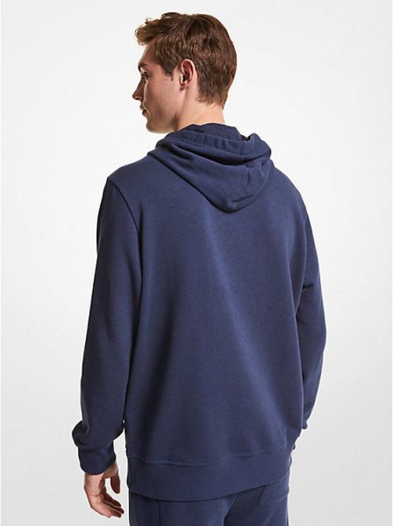 Michael Kors Logo Baumwoll Hoodie Herren Indigo | 361824-QGB