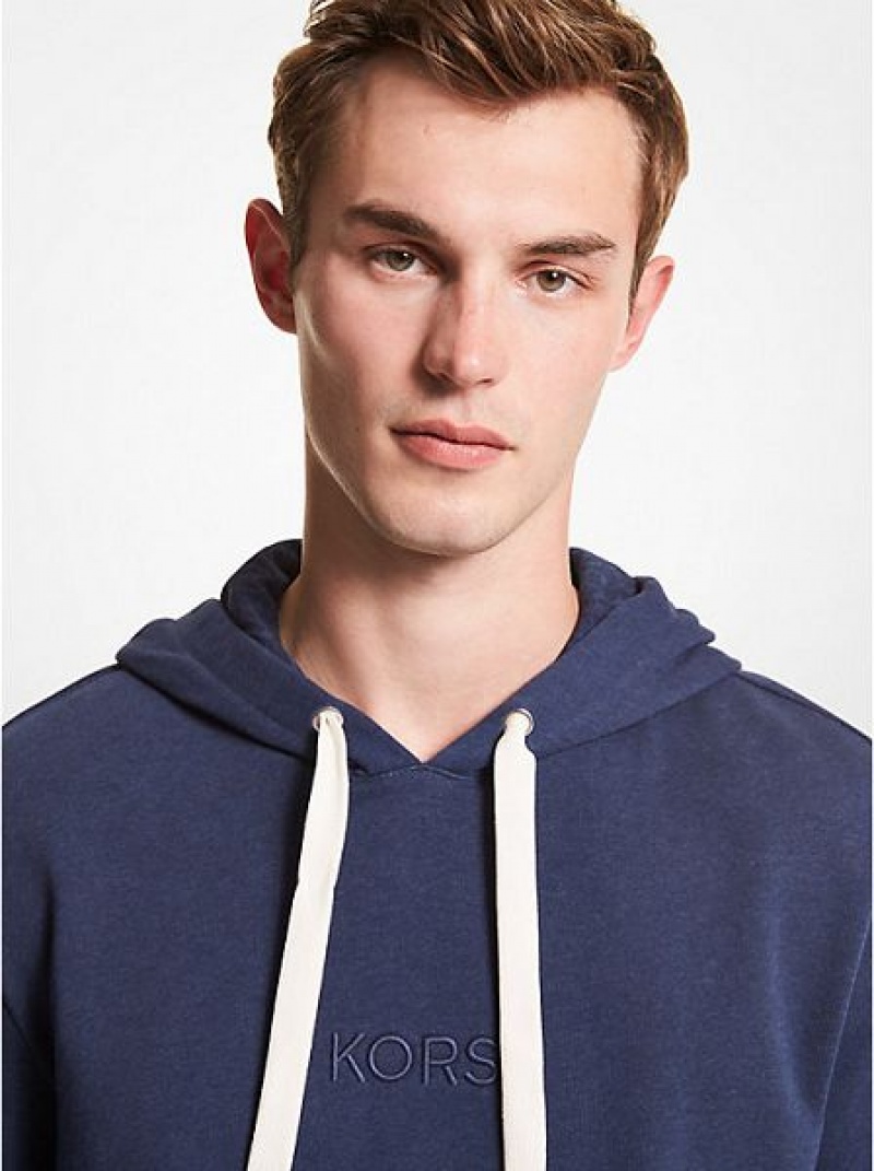 Michael Kors Logo Baumwoll Hoodie Herren Indigo | 361824-QGB