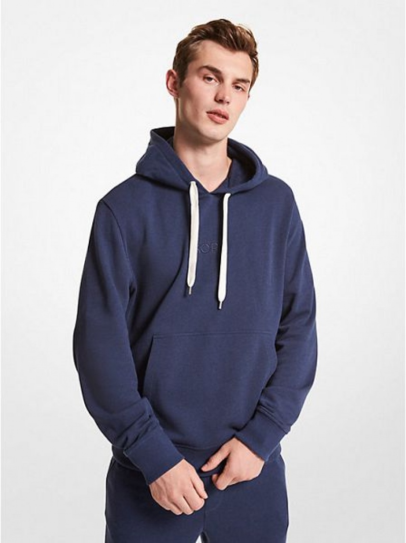 Michael Kors Logo Baumwoll Hoodie Herren Indigo | 361824-QGB