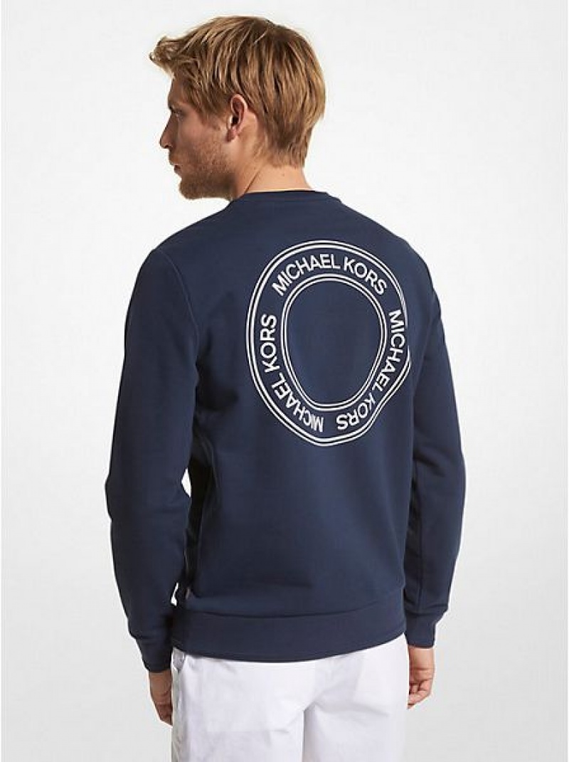 Michael Kors Logo Print French Terry Blend Sweatshirts Herren Navy | 952738-GPO